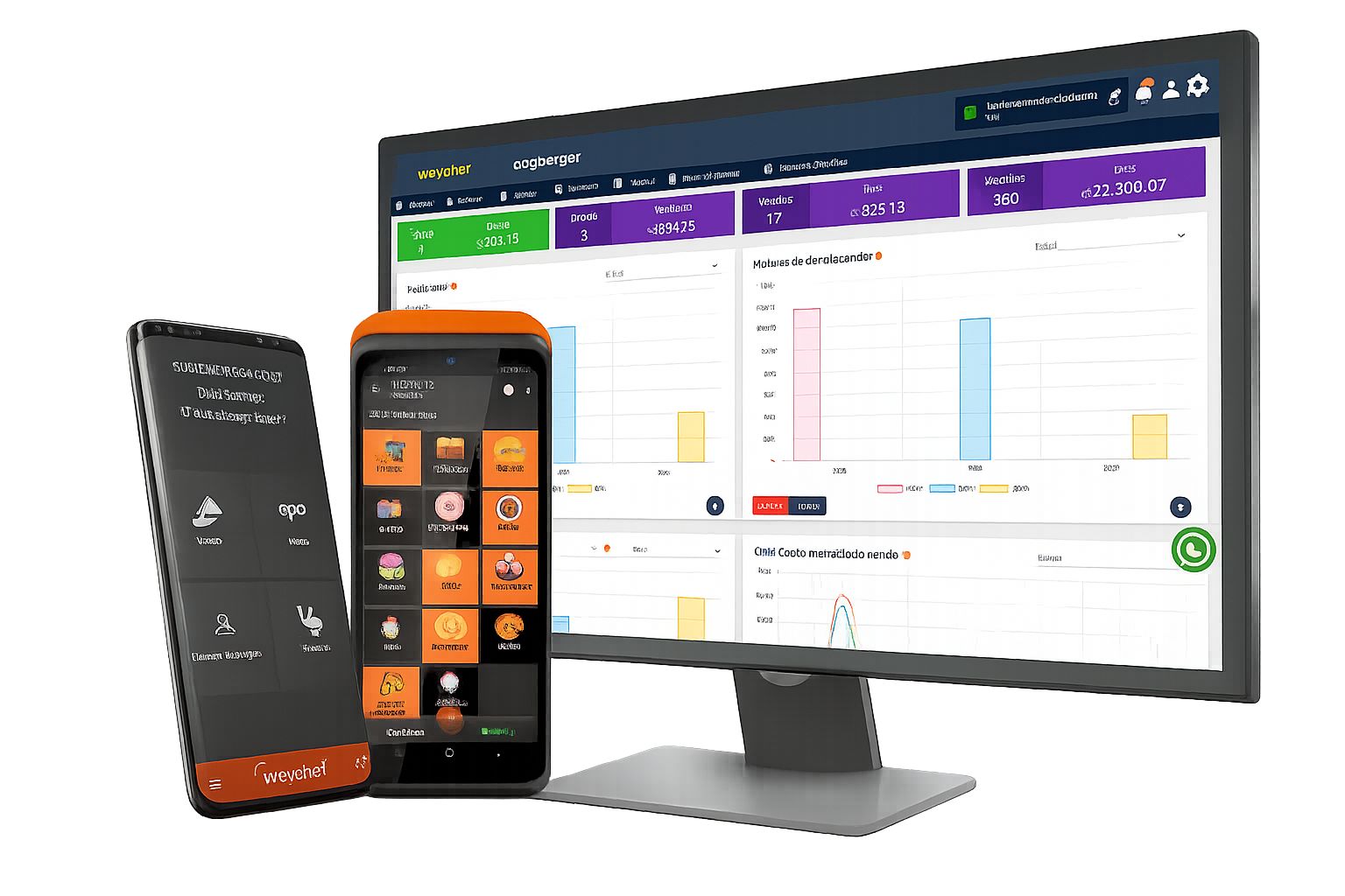 logo celular,maquininha e tela